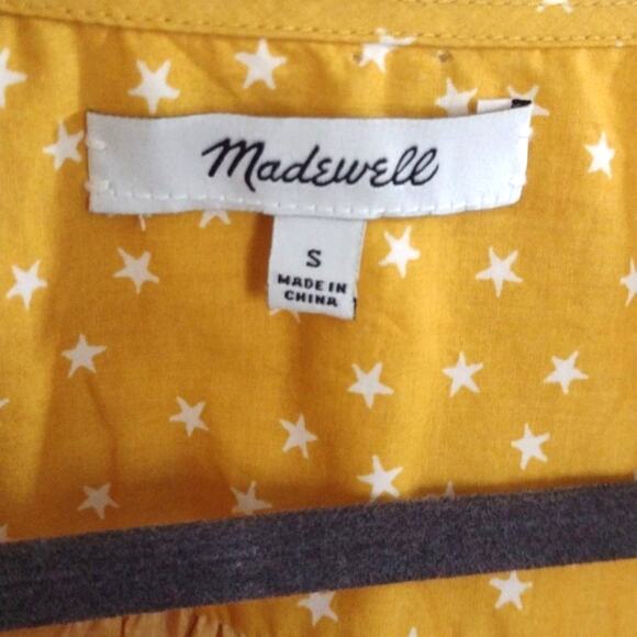 Madewell Wrap Top in Star Scatter Yellow Cotton Cropped Boho Preppy Size S - Picture 5 of 13